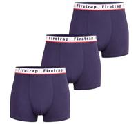Firetrap Mens 3 Pack Designer Boxer Shorts, Underwear Gift Set Trunks Comfortable Stretch Cotton Plain Colours Mens Briefs All Blue S