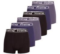 Firetrap Mens 6 Pack Designer Boxer Shorts, Underwear Gift Set Trunks Comfortable Stretch Cotton Plain Colours Mens Briefs Black, Blue, Grey S
