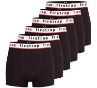Firetrap Mens 6 Pack Designer Boxer Shorts, Underwear Gift Set Trunks Comfortable Stretch Cotton Plain Colours Mens Briefs All Black S