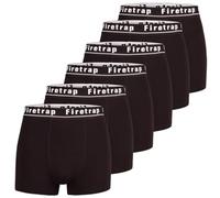 Firetrap Mens 6 Pack Designer Boxer Shorts, Underwear Gift Set Trunks Comfortable Stretch Cotton Plain Colours Mens Briefs All Black L