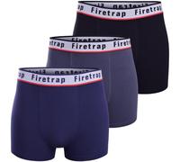 Firetrap Mens Boxer Trunks 3 Pack Stretch Cotton Underwear Breathable Comfort Fit Plain Colours Elastic Waistband Durable Everyday Wear Underpants Gift Set for Gym Work Black, Grey, Blue XXL