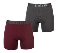 Firetrap Mens Boxers 2 Pack Underwear Comfortable Fit M Grey / Wine