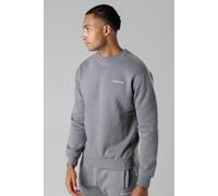 Firetrap Men's Brushed Fleece Crew Neck Sweatshirt with Logo Strip Sleeves in Dark Grey | Size: Medium Firetrap Dark Grey M