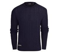Firetrap Men's Cable Knit Jumper - Casual Crew Neck Warm Long Sleeve Pullover Sweater Tops for Men Cotton Cable Knitted Fisherman Jumpers Chunky Smart Designer Winter Sweaters Navy XXL