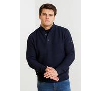 Firetrap Men's Cotton Rich Waffle Knit Funnel Neck Jumper with Buttons in Dark Navy | Size: XL Firetrap Dark Navy XL