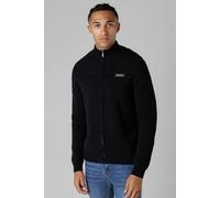 Firetrap Men's Cotton Rich Zip Through Funnel Neck Jumper in Black | Size: Medium Firetrap Black M