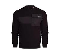 Firetrap Mens Designer Classic Crew Neck Knitted Sweatshirt Jumper Smart Casual Fleece Sweat Top with Zip Chest Pocket Black S