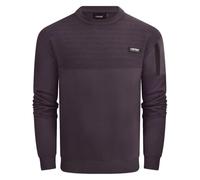Firetrap Mens Designer Cotton Crew Neck Classic Logo Knitted Sweatshirt Jumper Smart Casual Fleece Sweat Top with Zip Arm Pocket Charcoal S