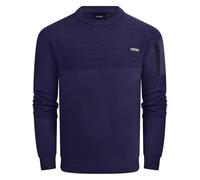 Firetrap Mens Designer Cotton Crew Neck Classic Logo Knitted Sweatshirt Jumper Smart Casual Fleece Sweat Top with Zip Arm Pocket Blue XL