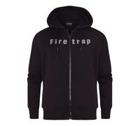 Firetrap Mens Designer Cotton Sherpa Fur Lined Full Zip Fleece Lined Hoodie Warm Winter Hooded Jacket Black M