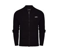 Firetrap Mens Designer Full Zip Cardigan Jumper Zip Up Thick Winter Cotton Sweater Plain Heavyweight Knitwear for Men Zip-Thru Cardigans in Black Grey Blue Black XXL