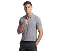 Firetrap Mens Designer Polo T Shirt 1/4 Zip Quarter Zip Textured Cotton Collared Top with Short Sleeves Grey XXL