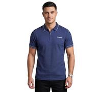 Firetrap Mens Designer Polo T Shirt 1/4 Zip Quarter Zip Textured Cotton Collared Top with Short Sleeves Navy XL