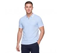 Firetrap Mens Designer Polo T Shirt 1/4 Zip Quarter Zip Textured Cotton Collared Top with Short Sleeves Ice Blue S