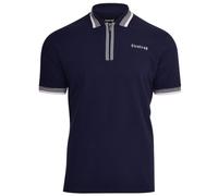 Firetrap Mens Designer Polo T Shirt 1/4 Zip Quarter Zip Textured Cotton Collared Top with Short Sleeves Navy S
