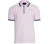Firetrap Mens Designer Polo T Shirt 1/4 Zip Quarter Zip Textured Cotton Collared Top with Short Sleeves White M