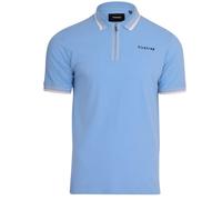 Firetrap Mens Designer Polo T Shirt 1/4 Zip Quarter Zip Textured Cotton Collared Top with Short Sleeves Skyway M