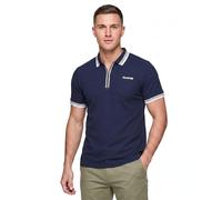 Firetrap Mens Designer Polo T Shirt 1/4 Zip Quarter Zip Textured Cotton Collared Top with Short Sleeves Navy L