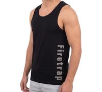 Firetrap Mens Designer Vest - Black Sublimation Print Sleeveless Tank Top - 100% Polyester Waffle Fabric - Summer Fashion, Beach, Gym & Training