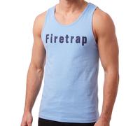 Firetrap Mens Designer Vest Sublimation Print Sleeveless Summer Fashion Tank - Beach Gym Training Sky Blue L