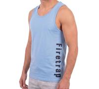 Firetrap Mens Designer Vest Sublimation Print Sleeveless Summer Fashion Tank - Beach Gym Training Sky Blue M
