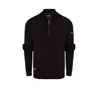 Firetrap Men's Fashion Designer 1/4 Zip Jumper - Cotton Blend Warm Winter Quarter Zip Pullover Sweaters - Heavyweight Knitted Knitwear Jumpers, Casual Smart 1/2 Half Zipper Mens Clothing Black S