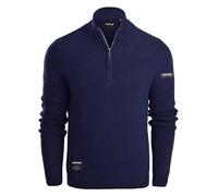 Firetrap Men's Fashion Designer 1/4 Zip Jumper - Cotton Blend Warm Winter Quarter Zip Pullover Sweaters - Heavyweight Knitted Knitwear Jumpers, Casual Smart 1/2 Half Zipper Mens Clothing Navy S