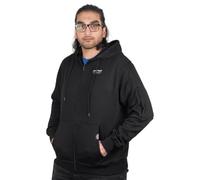 Firetrap Mens Hoodie Zip Up Plain Fleece Sweatshirt Polycotton Full Zip Gym Jacket Top with Hood - Casual Outdoor Fitness Zipper Hoody for Men Black XXL