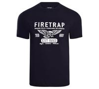 Firetrap Mens Original Designer T Shirt Sublimation Full Print Short Sleeve Tee Top Black L