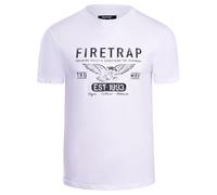 Firetrap Mens Original Designer T Shirt Sublimation Full Print Short Sleeve Tee Top White L