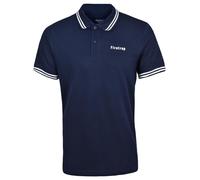 Firetrap Mens Polo Shirt Lazer Short Sleeve Top Tee Ribbed Trim Fold Over Collar (Navy, M)