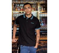 Firetrap Men's Regular Fit Cotton Button Polo Shirt with Contrast Trim in Black | Size: Medium Firetrap Black M