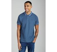 Firetrap Men's Regular Fit Cotton Button Polo Shirt with Contrast Trim in Mid Blue | Size: Large Firetrap Mid Blue L