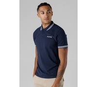 Firetrap Men's Regular Fit Cotton Button Polo Shirt with Stripe Detail in Navy | Size: Large Firetrap Navy L