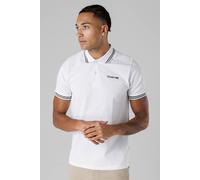 Firetrap Men's Regular Fit Cotton Button Polo Shirt with Stripe Detail in White | Size: Medium Firetrap White M
