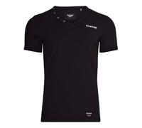 Firetrap Mens Spirit V Neck T-Shirt Short Sleeves Buttoned Collar Ribbed V-Neck Top Casual Clothing Black S