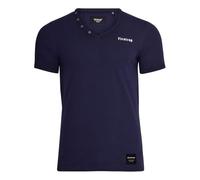 Firetrap Mens Spirit V Neck T-Shirt Short Sleeves Buttoned Collar Ribbed V-Neck Top Casual Clothing Navy S