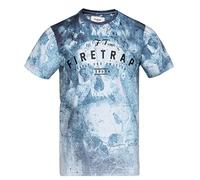 Firetrap Mens Sub Regular Fit T-Shirt Night City - Skull Rose - XXL
