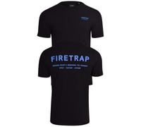 Firetrap Men's T-Shirt Cotton Crew Neck | Branded Logo Tee Front Back Print | Urban Streetwear Fashion Top | Classic Fit Casual Wear Black XL