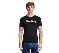 Firetrap Mens T-Shirt Designer Branded Chest Logo Crew Neck Short Sleeve Casual Cotton Black L