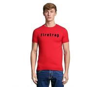 Firetrap Mens T-Shirt Designer Branded Chest Logo Crew Neck Short Sleeve Casual Cotton Red L