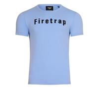 Firetrap Mens T-Shirt Designer Branded Chest Logo Crew Neck Short Sleeve Casual Cotton Sky Blue L