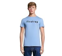 Firetrap Mens T-Shirt Designer Branded Chest Logo Crew Neck Short Sleeve Casual Cotton Sky Blue M