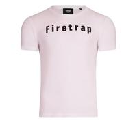 Firetrap Mens T-Shirt Designer Branded Chest Logo Crew Neck Short Sleeve Casual Cotton White L