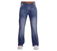 Firetrap Original Mens Designer Hardwearing Durable Quality Bootcut Leg Regular Fit Relaxed Wide Bottom Denim Jeans Zip Fly Fastening Classic 5 Pocket Jean Stonewash Blue 40W / 32L