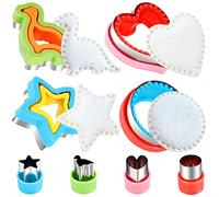 FIRETREESILVERFLOWER Sandwich Cutter and Sealer,Bread Sandwich Decruster Maker Fruit Vegetable Cookie Cutters for Kids Bento Box,Heart,Star,Dinosaur,Circle Shapes Sandwich and Cookie Cutters.