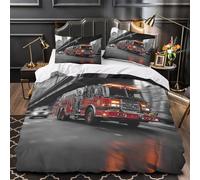 Firetruck_emergency Comforter Cover 3D Print Super Soft 3-Piece Bed Set Hidden Zipper urban_crisis_style Quilt Cover Hotel Quality Washable for Adults Women Kids Girls Boys Teens King（220x240cm）