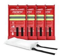 FIREWESS Emergency Fire Blanket, 4Pack Fiberglass Flame Retardant Fire Blankets Emergency for Home, Kitchen, Car, Office, Grill, 39.4X 39.4inch Fire Extinguisher Blanket