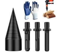 Firewood Auger for Drill, Wood Splitter Bit Set with 3 Shanks (42mm Bit)