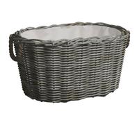 Firewood Basket with Carrying Handles 60x40x28cm Grey Willow Log Holder vidaXL